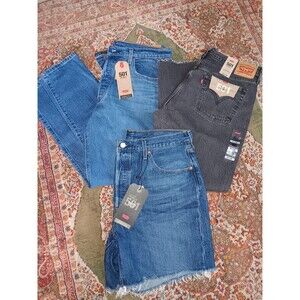 Women's Levi Lot 33x28 Skinny 501 Jeans + Cut-Off Shorts NWT
